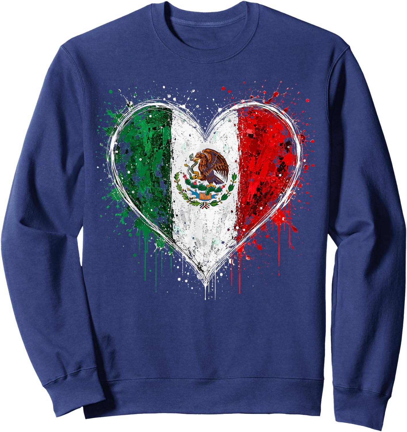 Mexico Flag Heart Sweatshirt - Sweatshirt | Navy