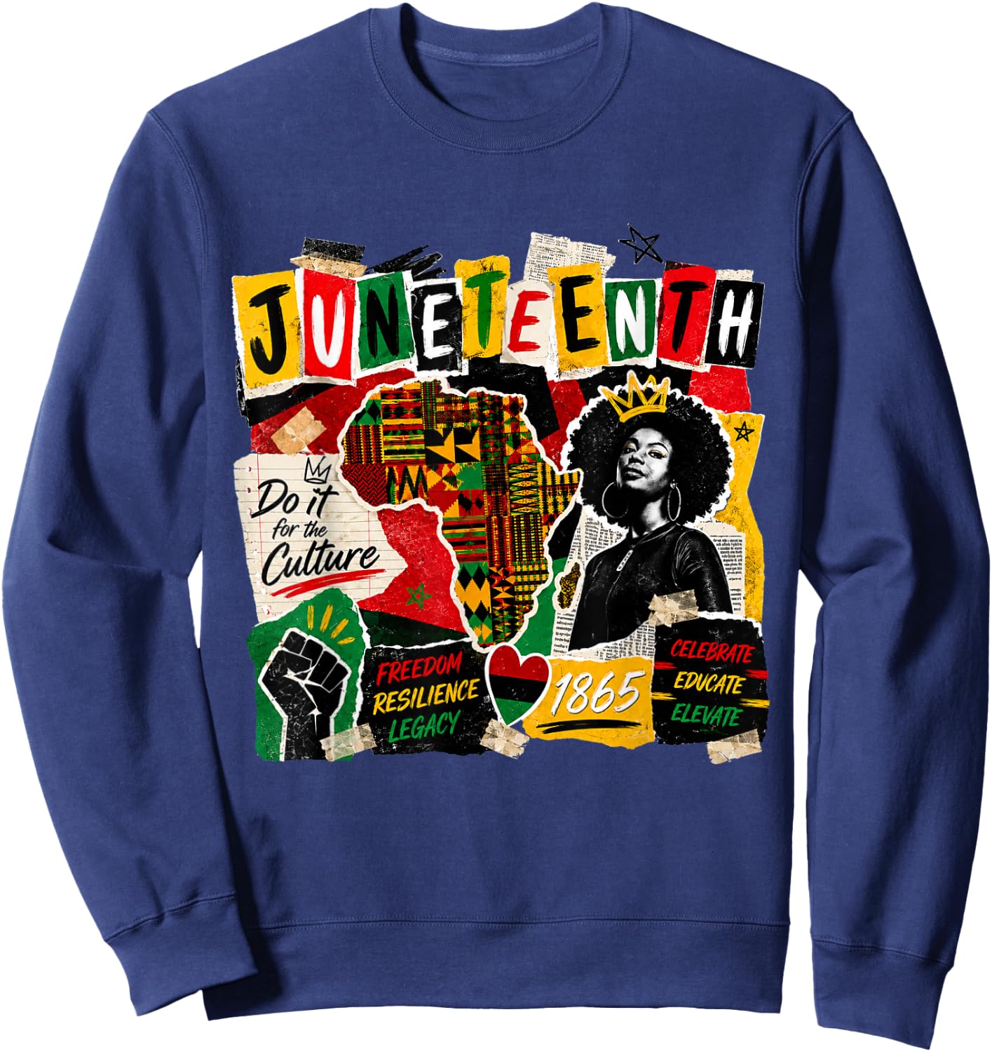 Juneteenth Black American Feedom 1865 Juneteenth Men Women Sweatshirt - Sweatshirt | Navy