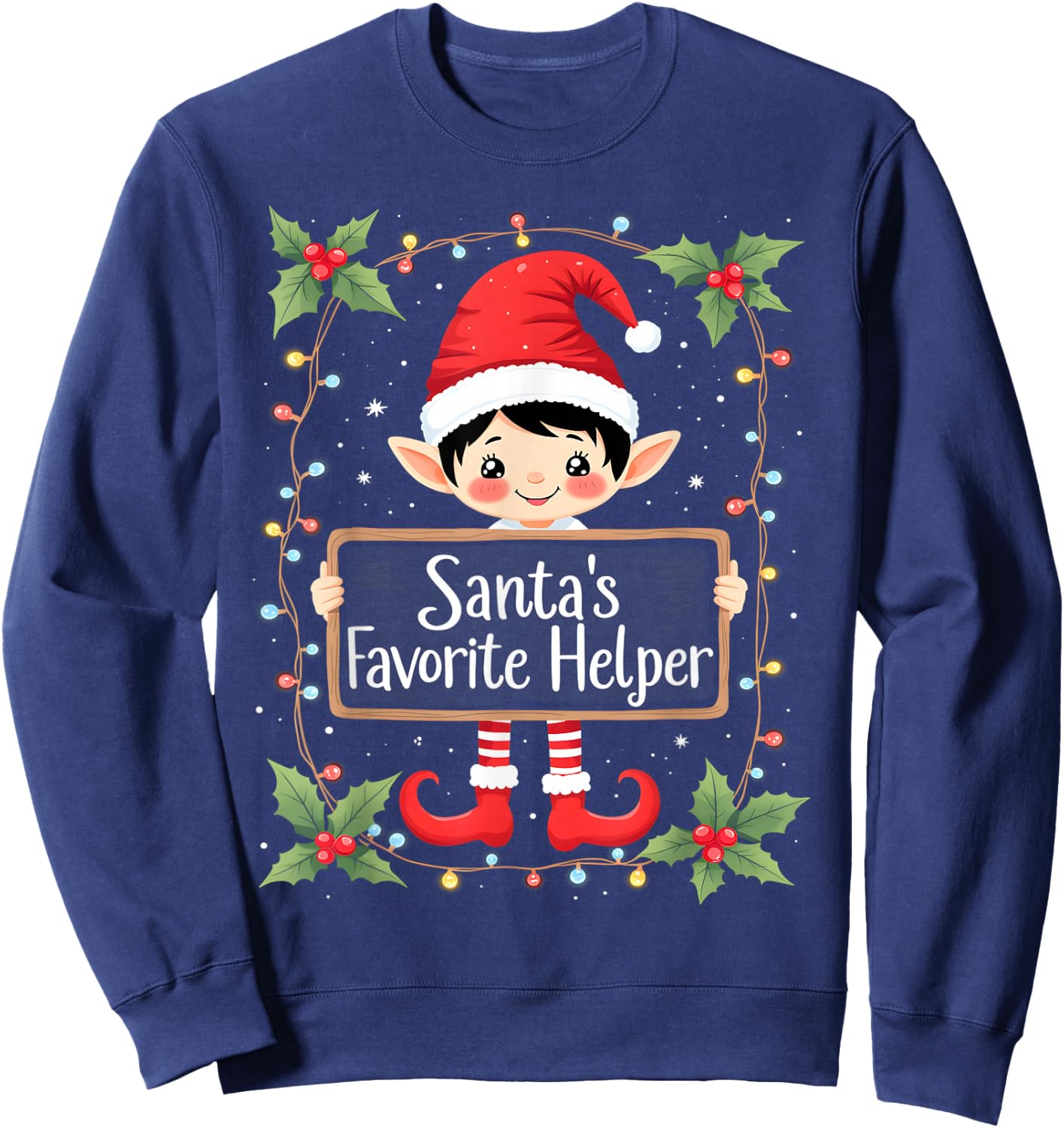 Favorite Santa’s Helper Funny Family Christmas Elf Sweatshirt - Sweatshirt | Navy