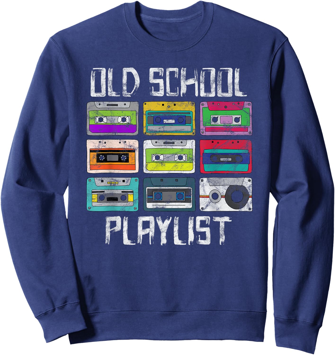 Cassette Tape Music Retro 80s Playlist Sweatshirt - Sweatshirt | Navy