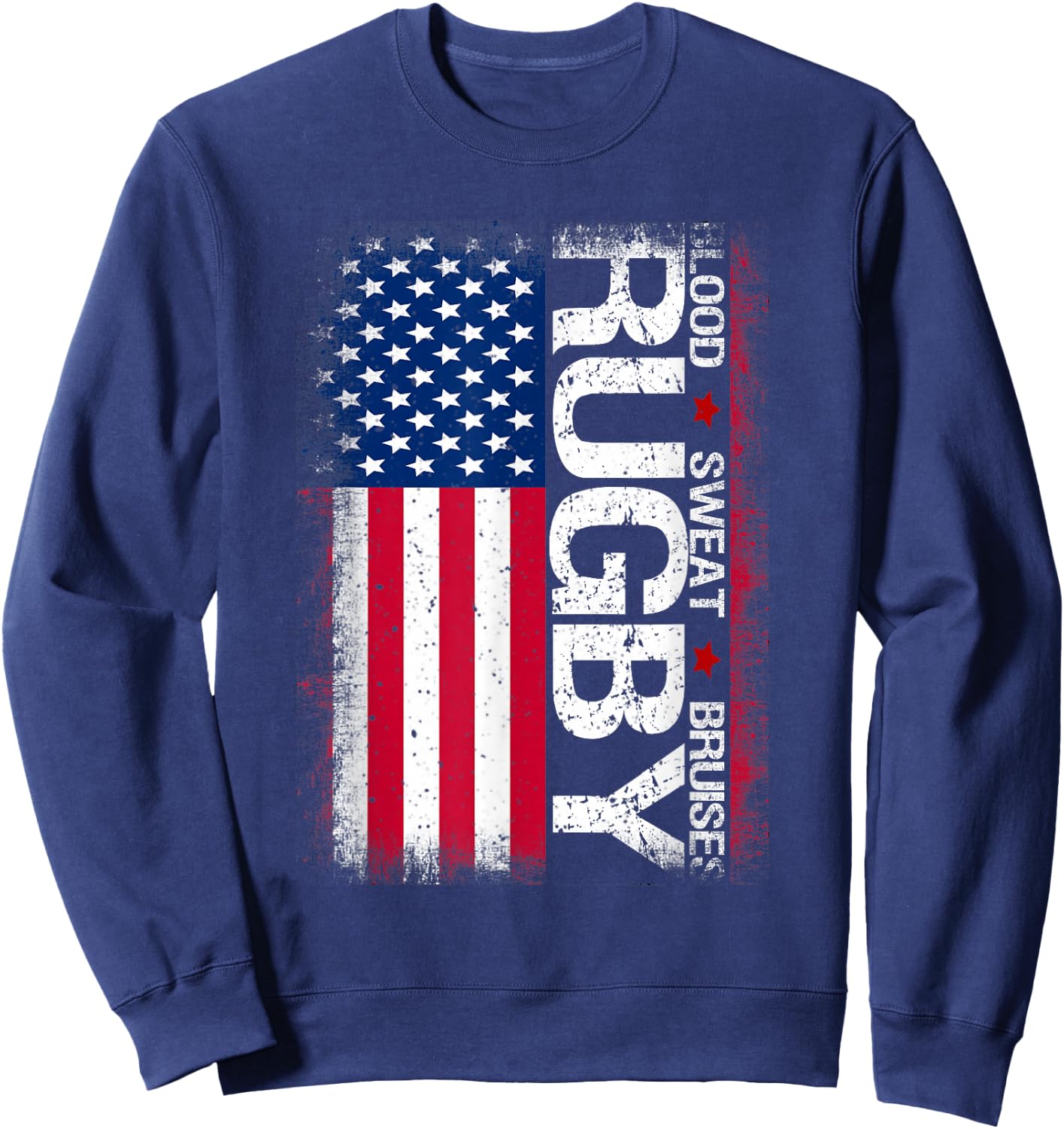 USA Rugby American Flag Distressed Rugby 4th of July Gift Small Sweatshirt - Sweatshirt | Navy