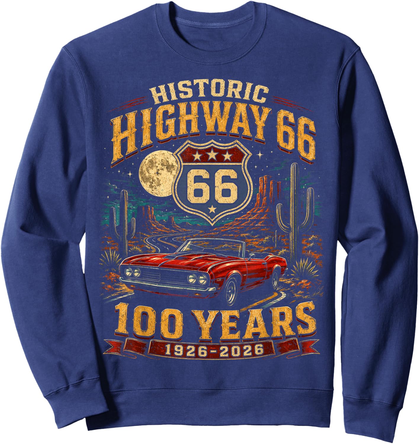 Vintage Highway 66 100 Year Centennial Anniversary Souvenir Sweatshirt - Sweatshirt | Navy