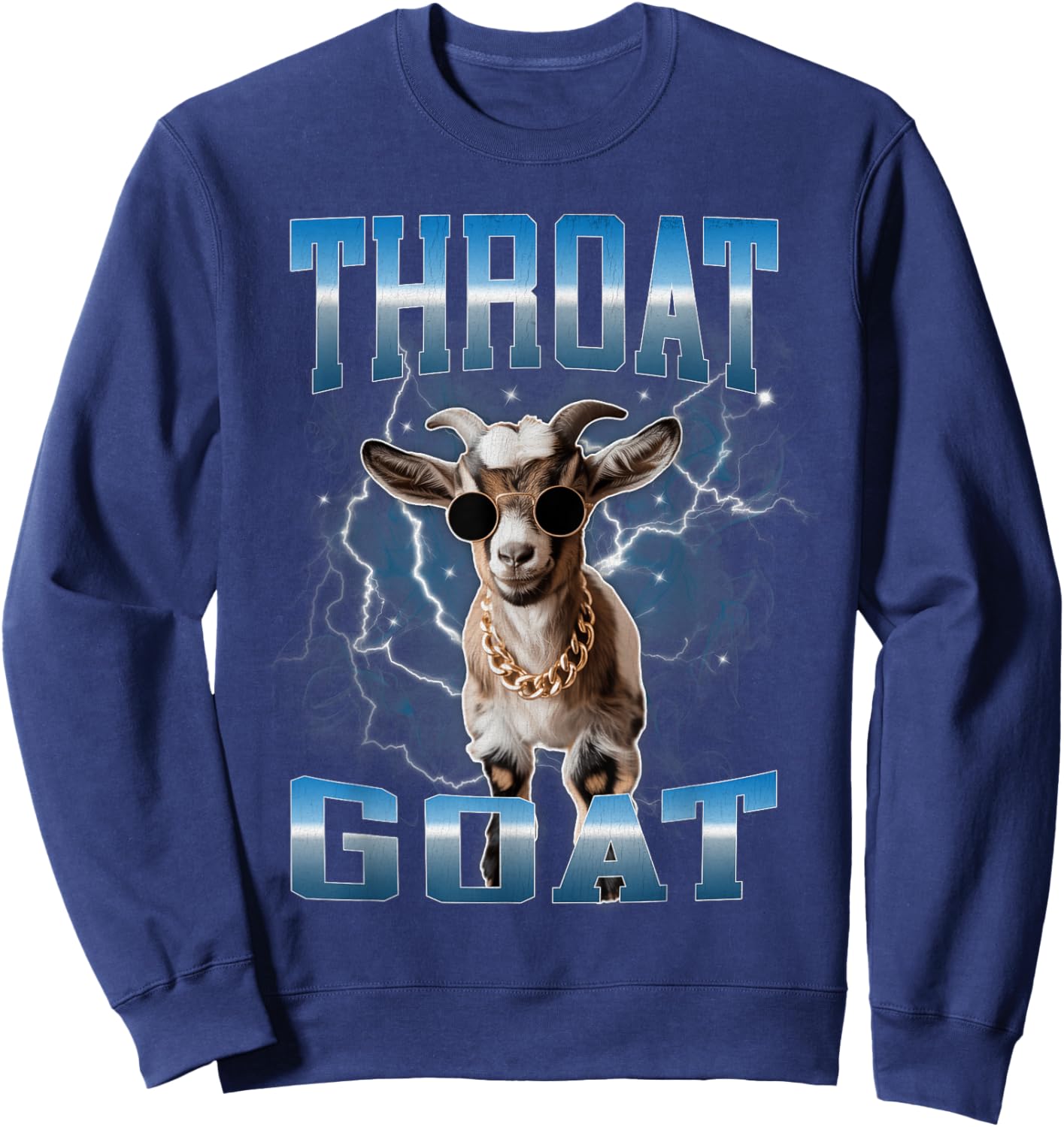 Throat Goat Meme Funny Gen Z Dank Meme Head Bootleg Sweatshirt - Sweatshirt | Navy