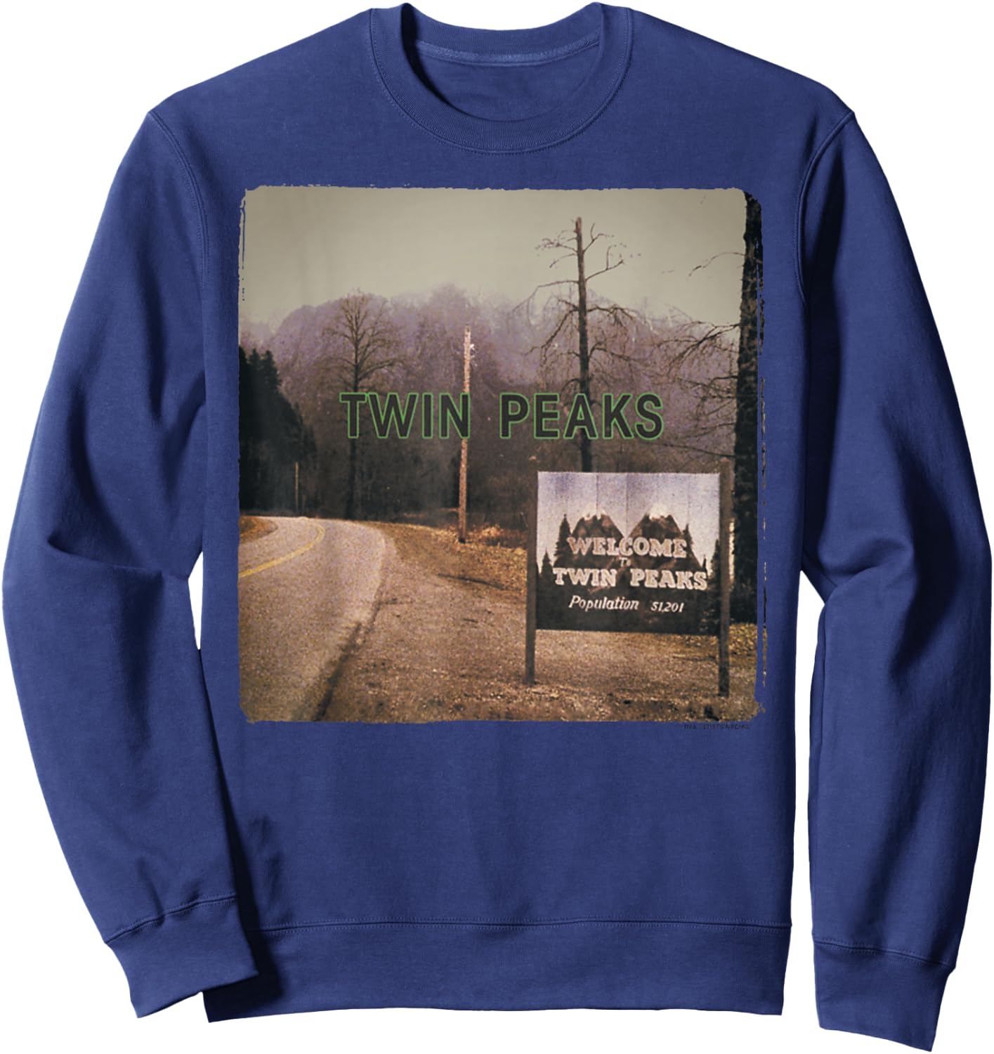 Twin Peaks City Limits Welcome Sign Vintage Panel Sweatshirt - Sweatshirt | Navy