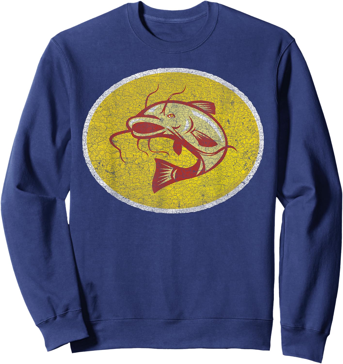 Catfish Shirt - Retro Vintage Iron On Style 70s 80s T Shirt Sweatshirt - Sweatshirt | Navy