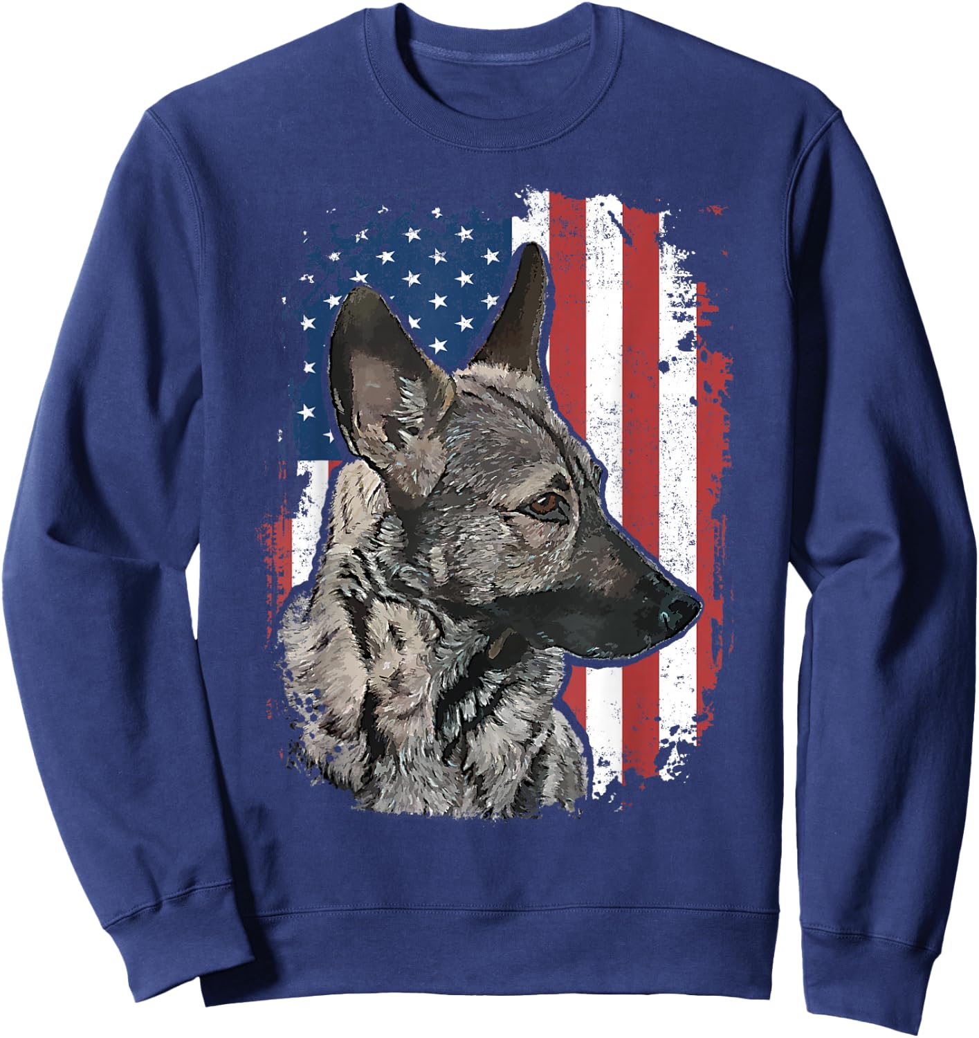 Sable German Shepherd American Flag Patriotic Dog Sweatshirt - Sweatshirt | Navy