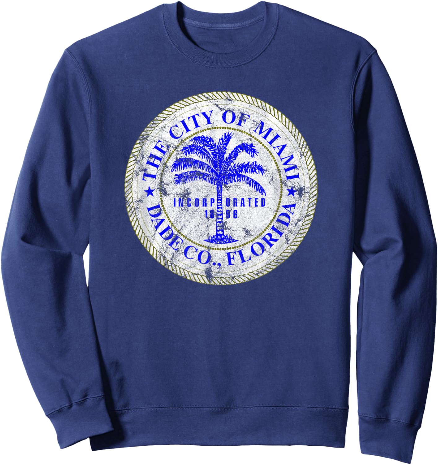 Miami Florida City Seal State Home Pride Dade County Sweatshirt - Sweatshirt | Navy