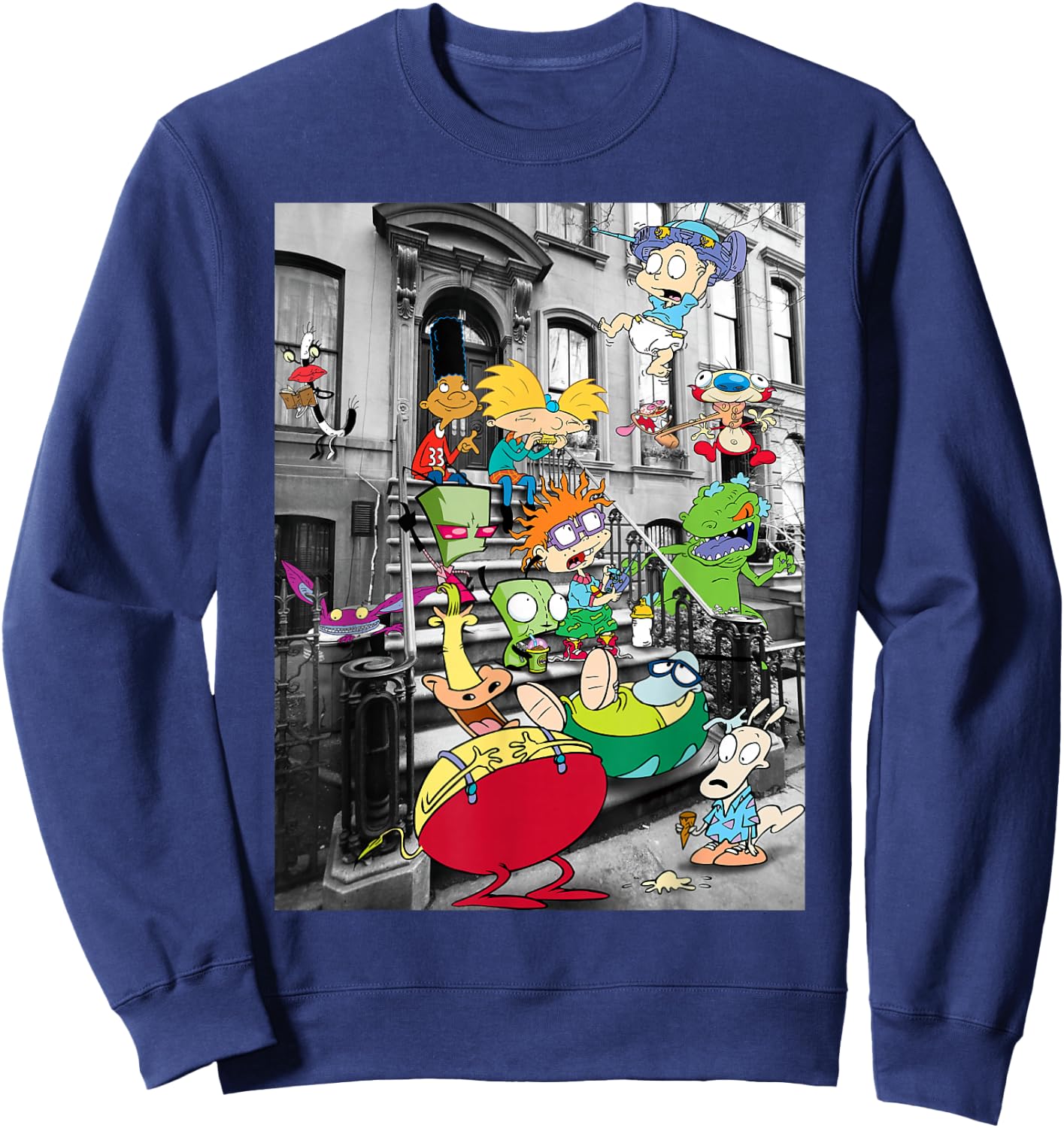 Nickelodeon Classic Nicktoons Hanging On Stoop Sweatshirt - Sweatshirt | Navy
