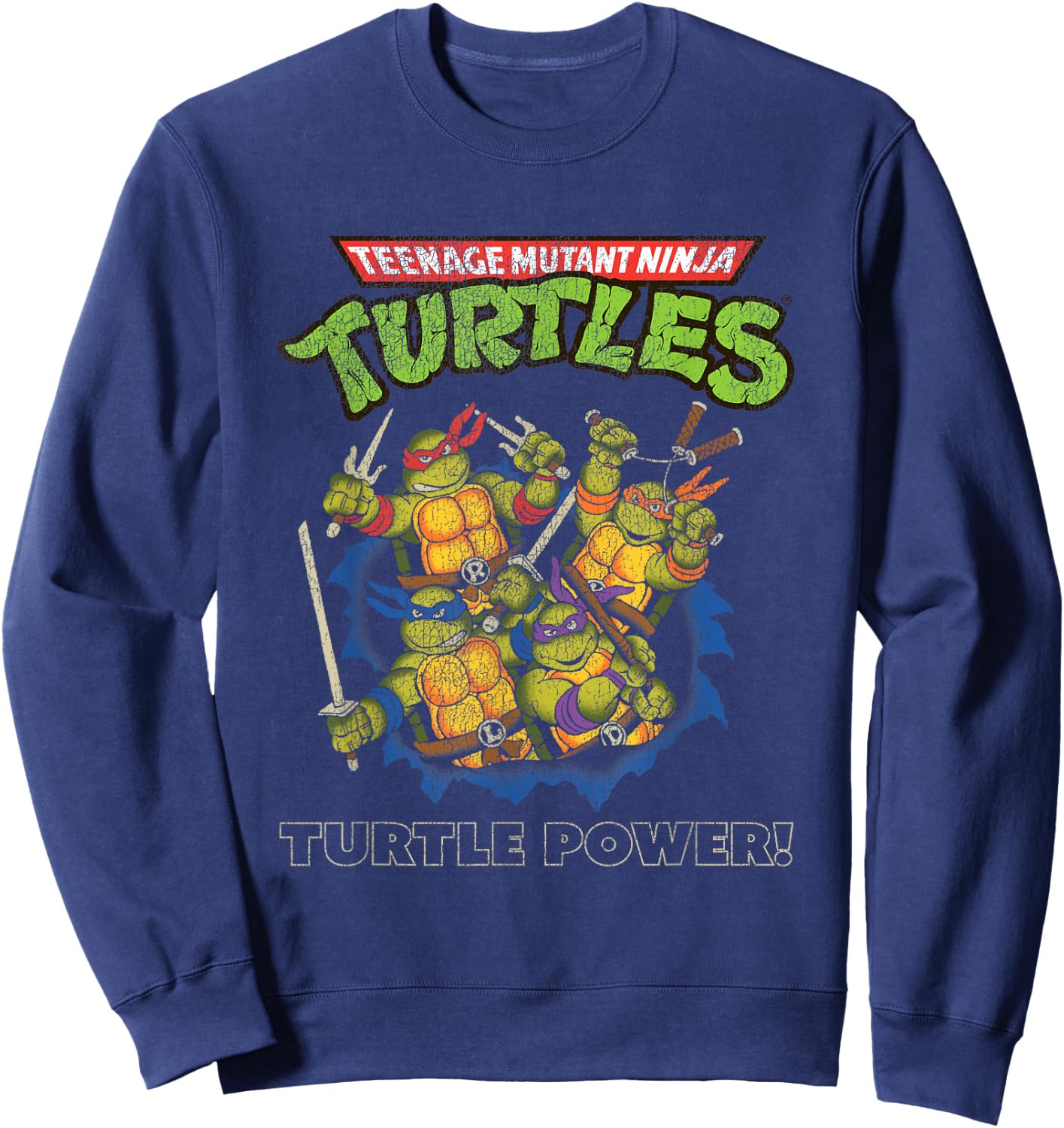 Teenage Mutant Ninja Turtles Distressed Turtle Power Sweatshirt - Sweatshirt | Navy