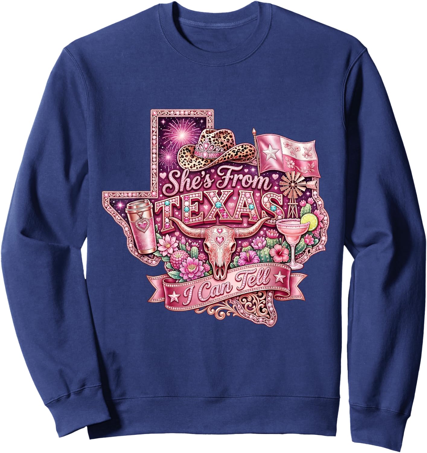 She's from Texas I Can Tell Choosing Texas State Girl Sweatshirt - Sweatshirt | Navy