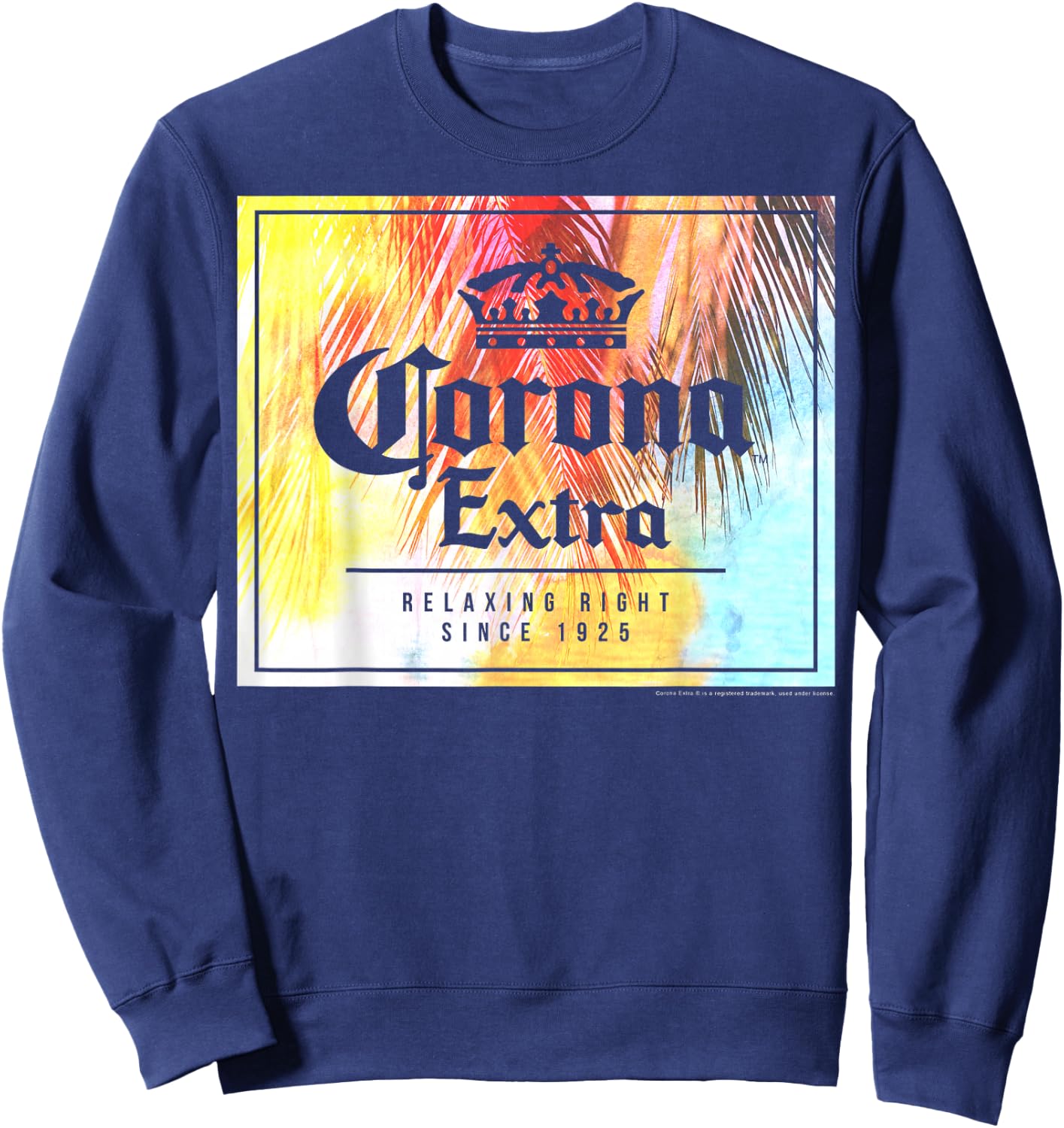 Officially Licensed Corona Extra Square Logo Graphic Sweatshirt - Sweatshirt | Navy