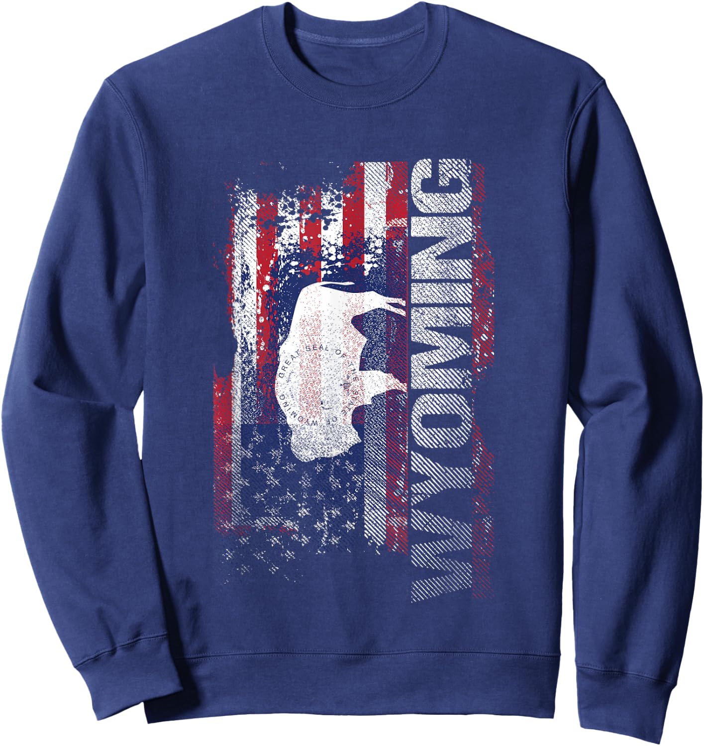 Wyoming State USA Flag Souvenir Gift Sweatshirt - Sweatshirt | Navy
