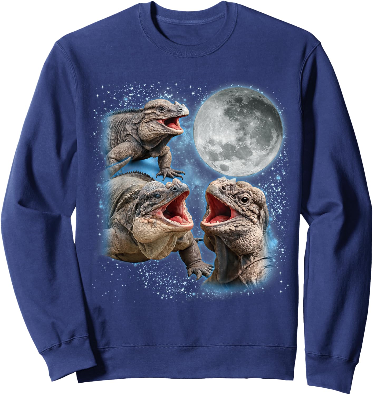 Rhino Iguana Lover Galaxy Moon Reptile Wildlife Zoologist Sweatshirt - Sweatshirt | Navy
