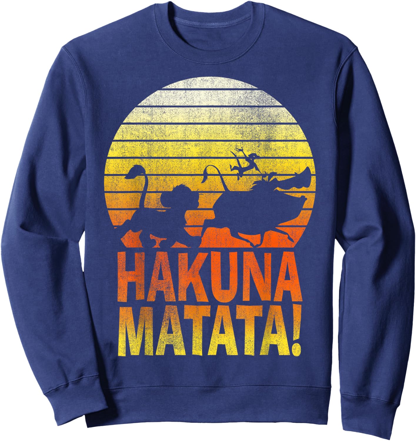 Disney The Lion King Hakuna Matata Distressed Group Shadows Sweatshirt - Sweatshirt | Navy