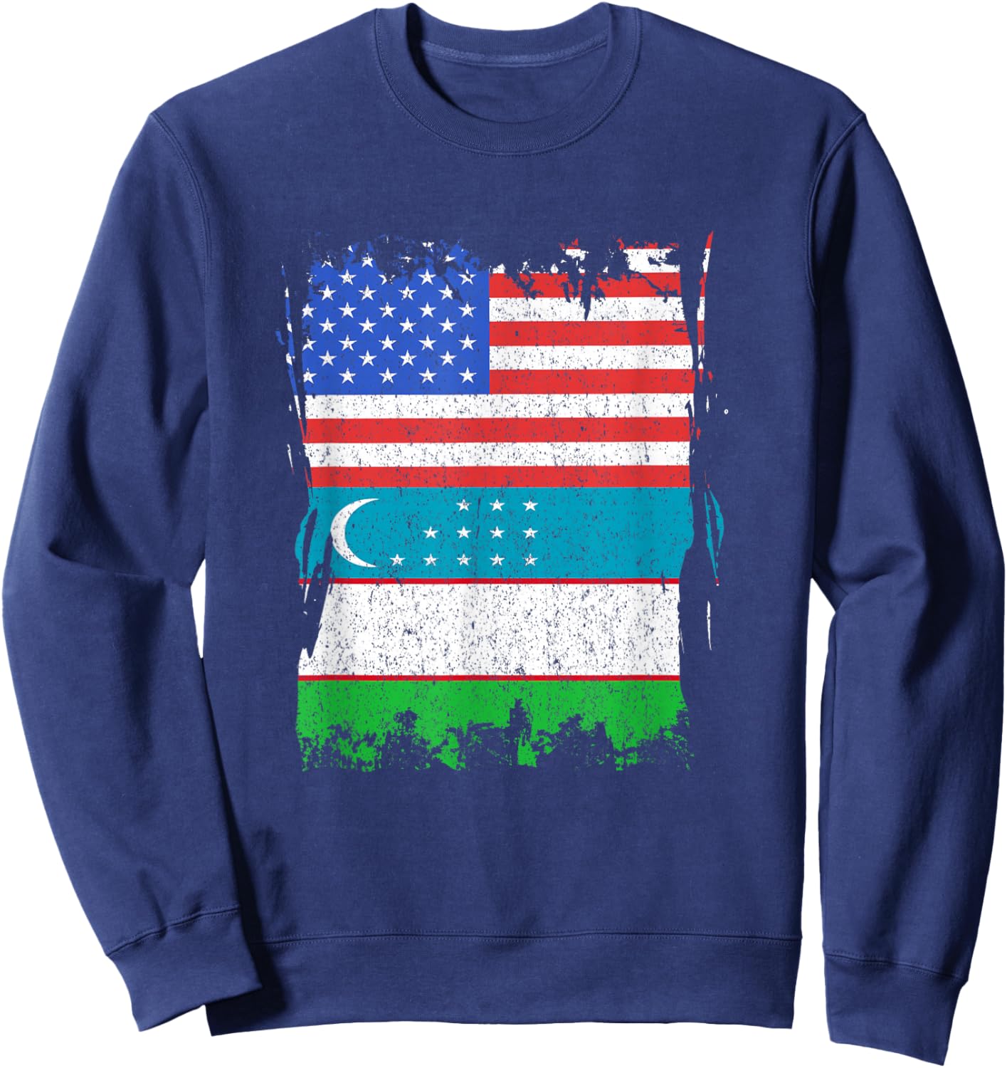 Uzbekistan Flag USA Uzbek Pride Uzbek Roots Uzbek Flag Sweatshirt - Sweatshirt | Navy