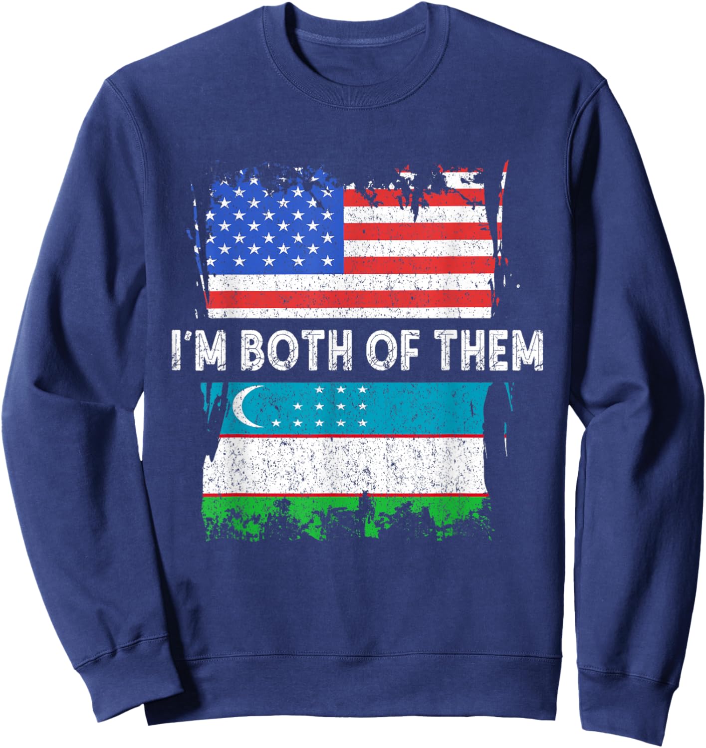 Uzbekistan Flag USA America I'm Both Of Them Uzbek Roots Sweatshirt - Sweatshirt | Navy