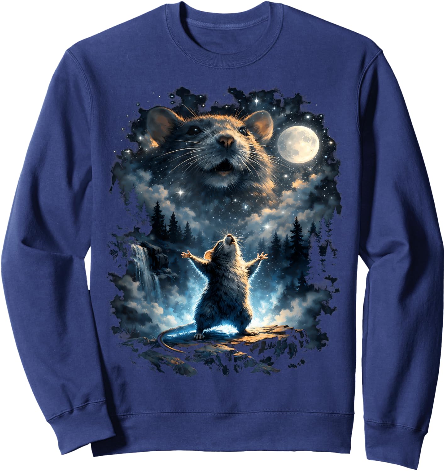 Rat Howling at Moon Sweatshirt - Sweatshirt | Navy