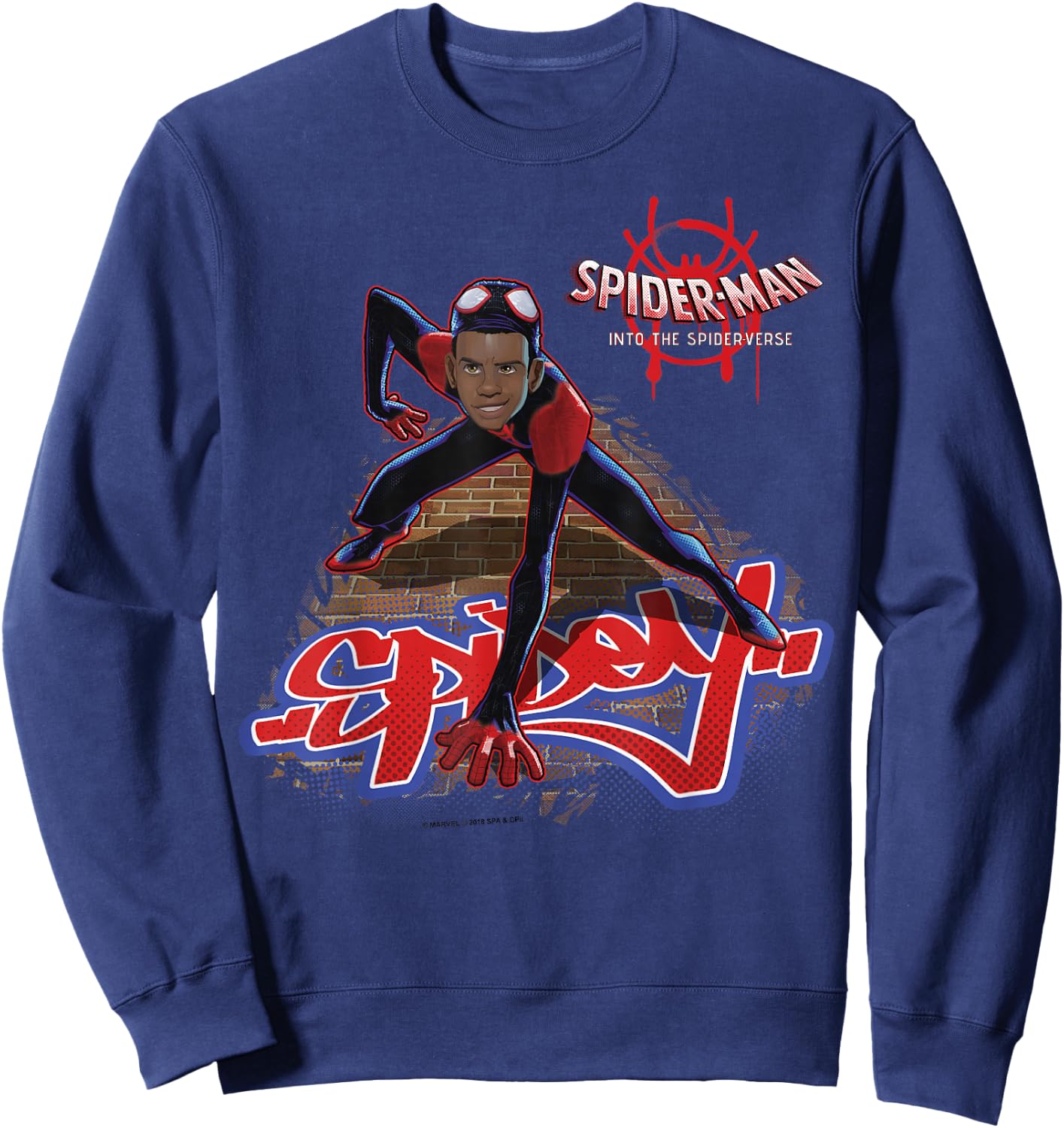 Marvel Spider-Man Spiderverse Miles Morales Climb Small Sweatshirt - Sweatshirt | Navy