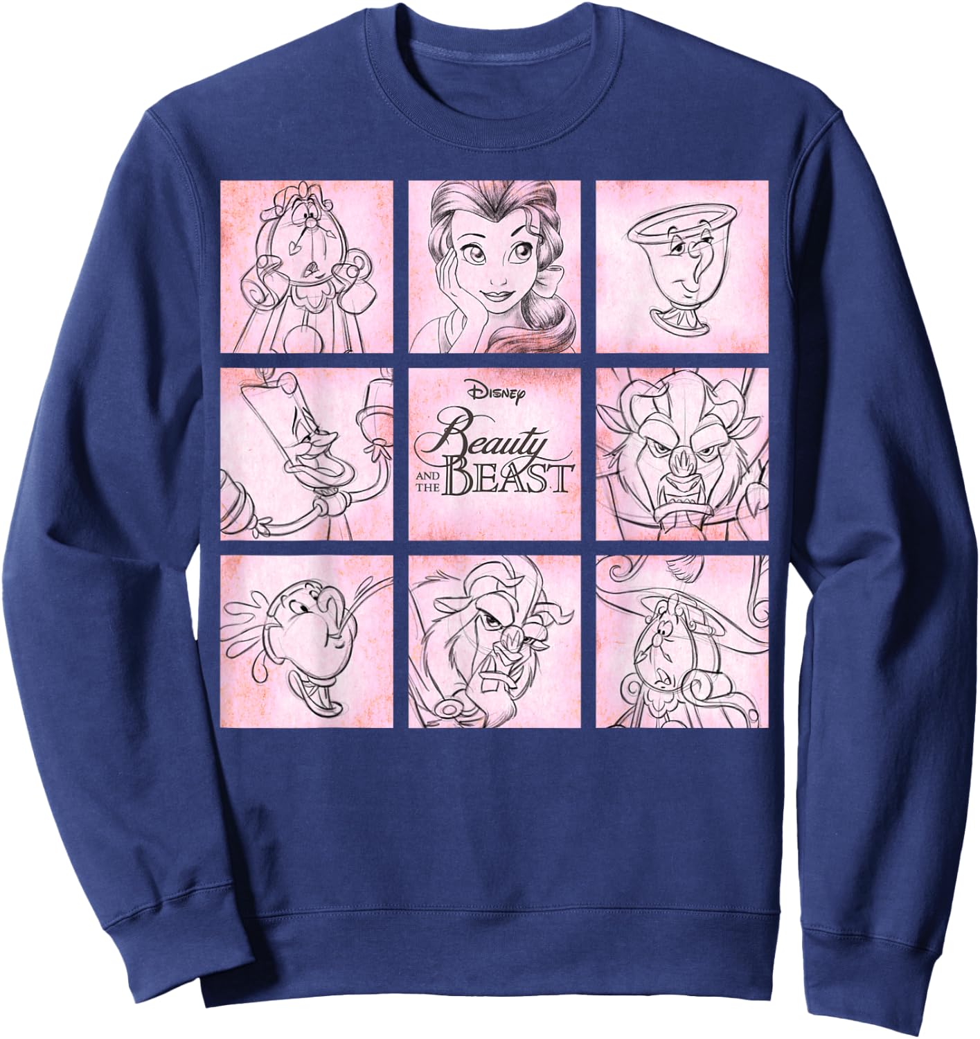 Disney Beauty and the Beast Panel Sketch Graphic Sweatshirt - Sweatshirt | Navy