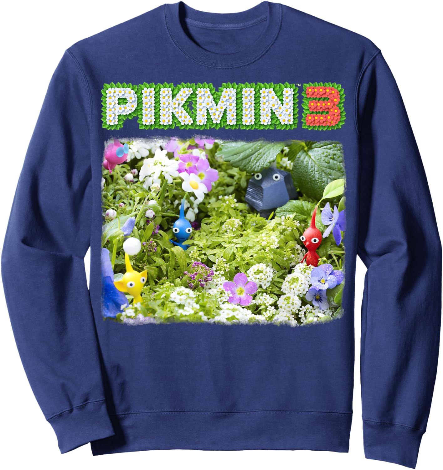 Nintendo Pikmin 3 Floral Logo Poster Sweatshirt - Sweatshirt | Navy