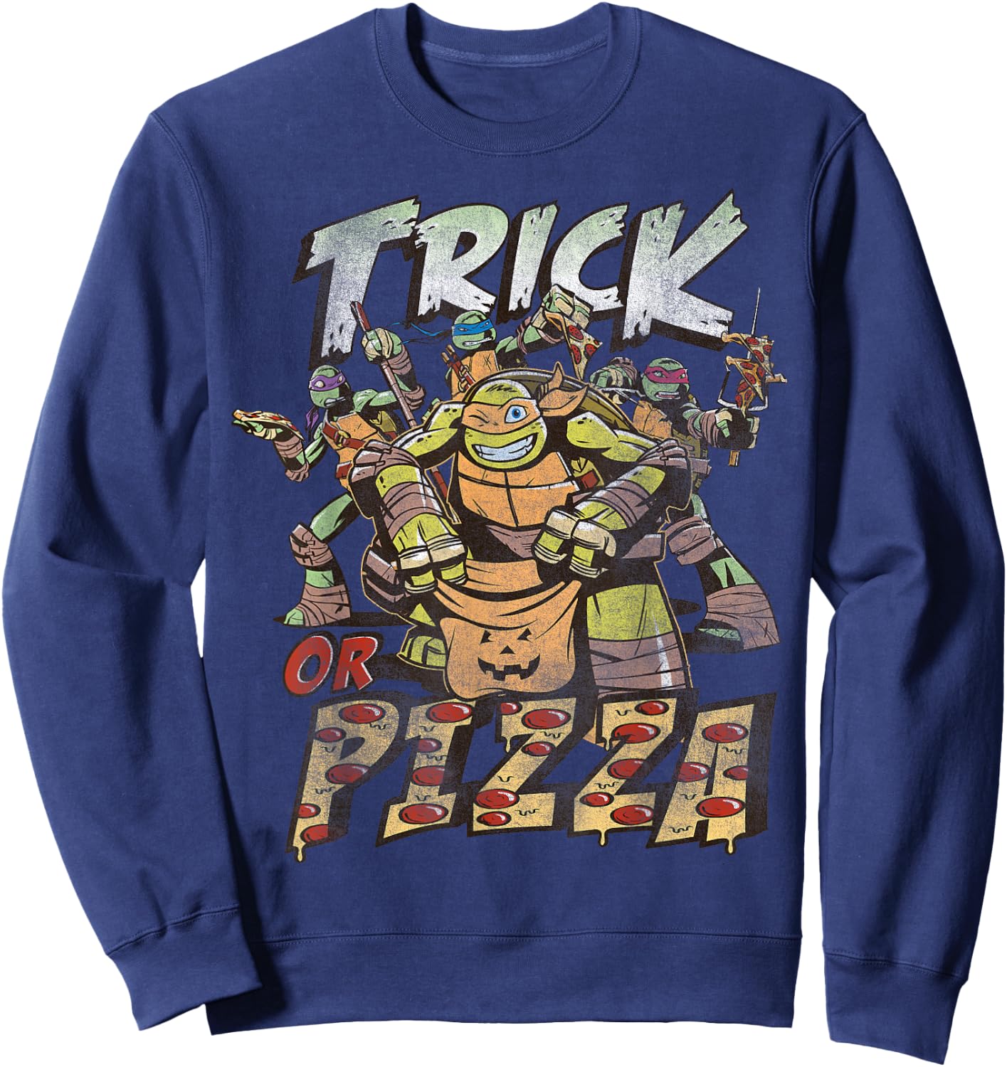 Teenage Mutant Ninja Turtles Halloween Trick Or Pizza Sweatshirt - Sweatshirt | Navy