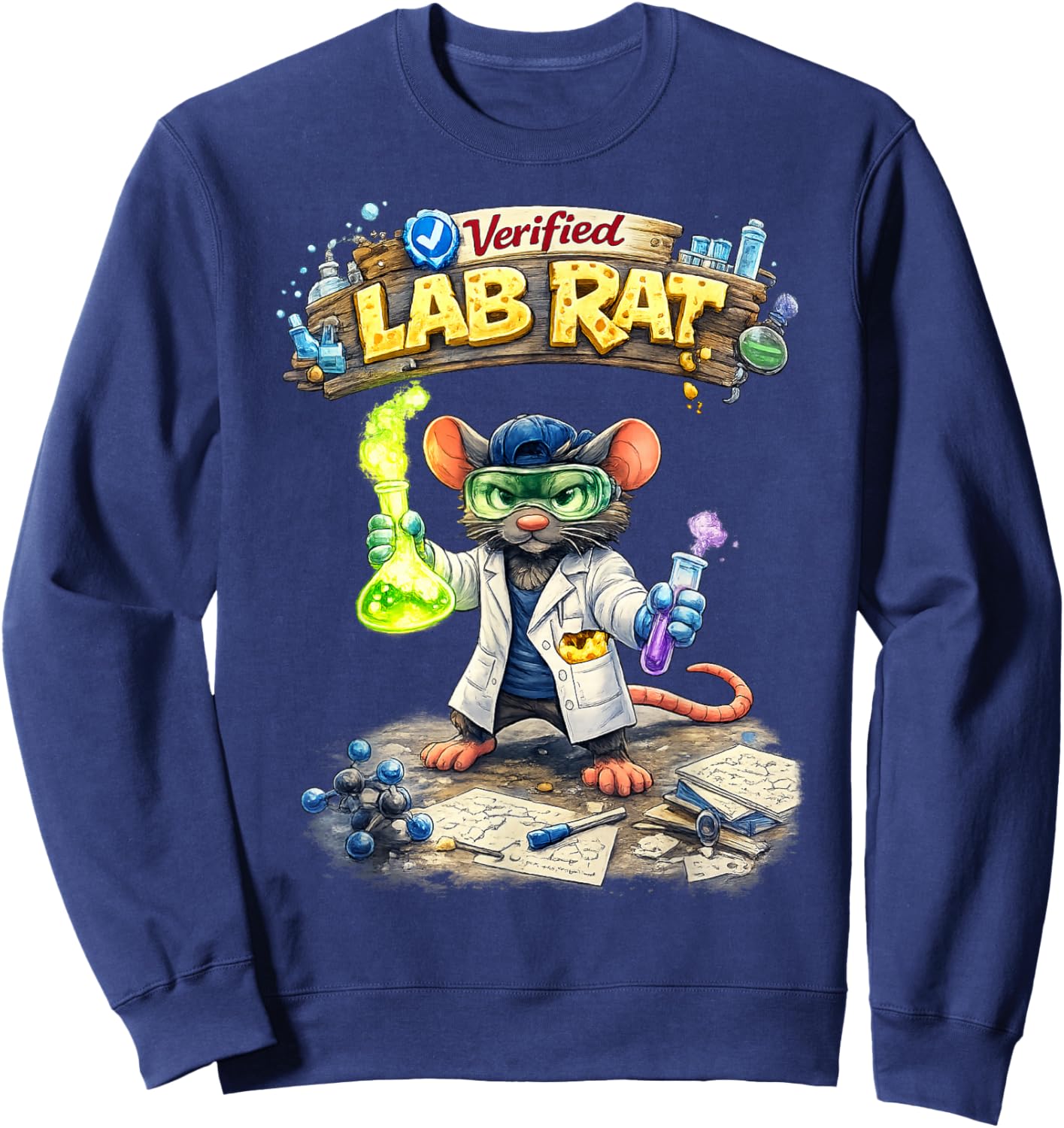 Verified Lab Rat - Funny Science Sweatshirt - Sweatshirt | Navy