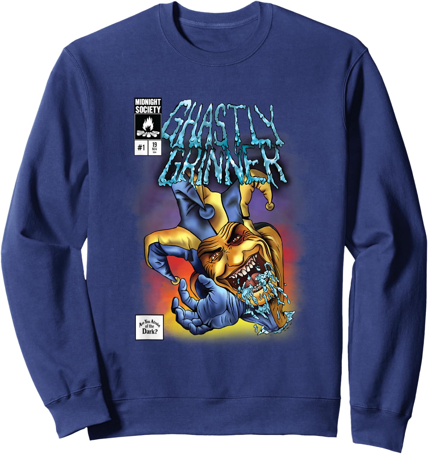 Ghastly Grinner Midnight Society Clown Saliva Sweatshirt - Sweatshirt | Navy