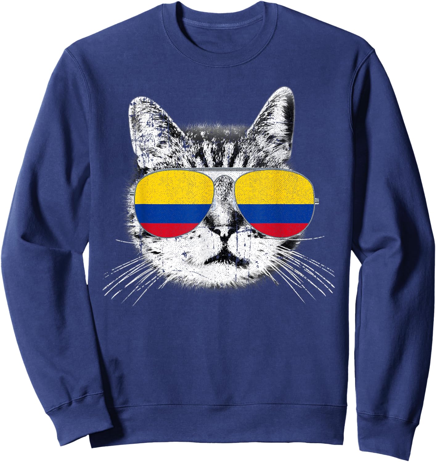 Colombia Flag Shirt Colombian Pride Cat Men Women Kids Gift Sweatshirt - Sweatshirt | Navy