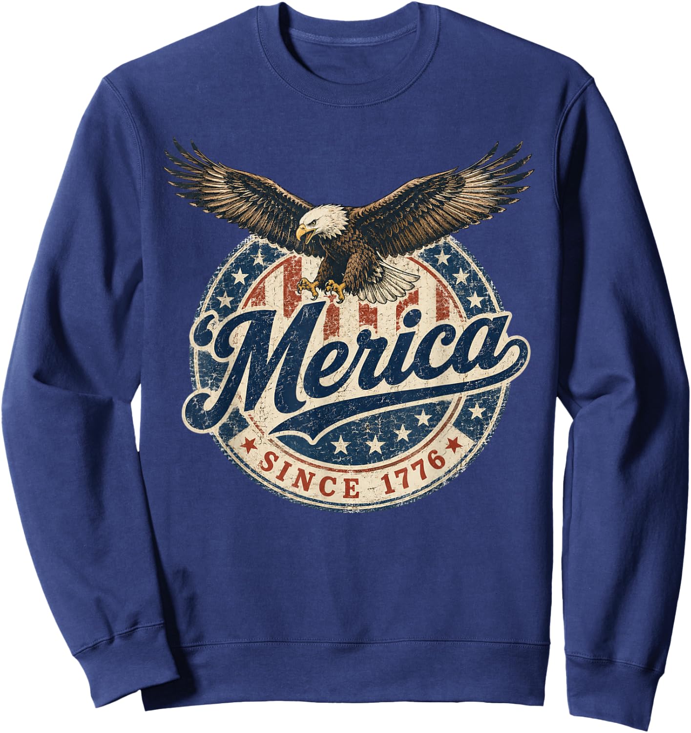 Merica Since 1776 Patriotic Eagle Vintage Retro USA Pride Sweatshirt - Sweatshirt | Navy