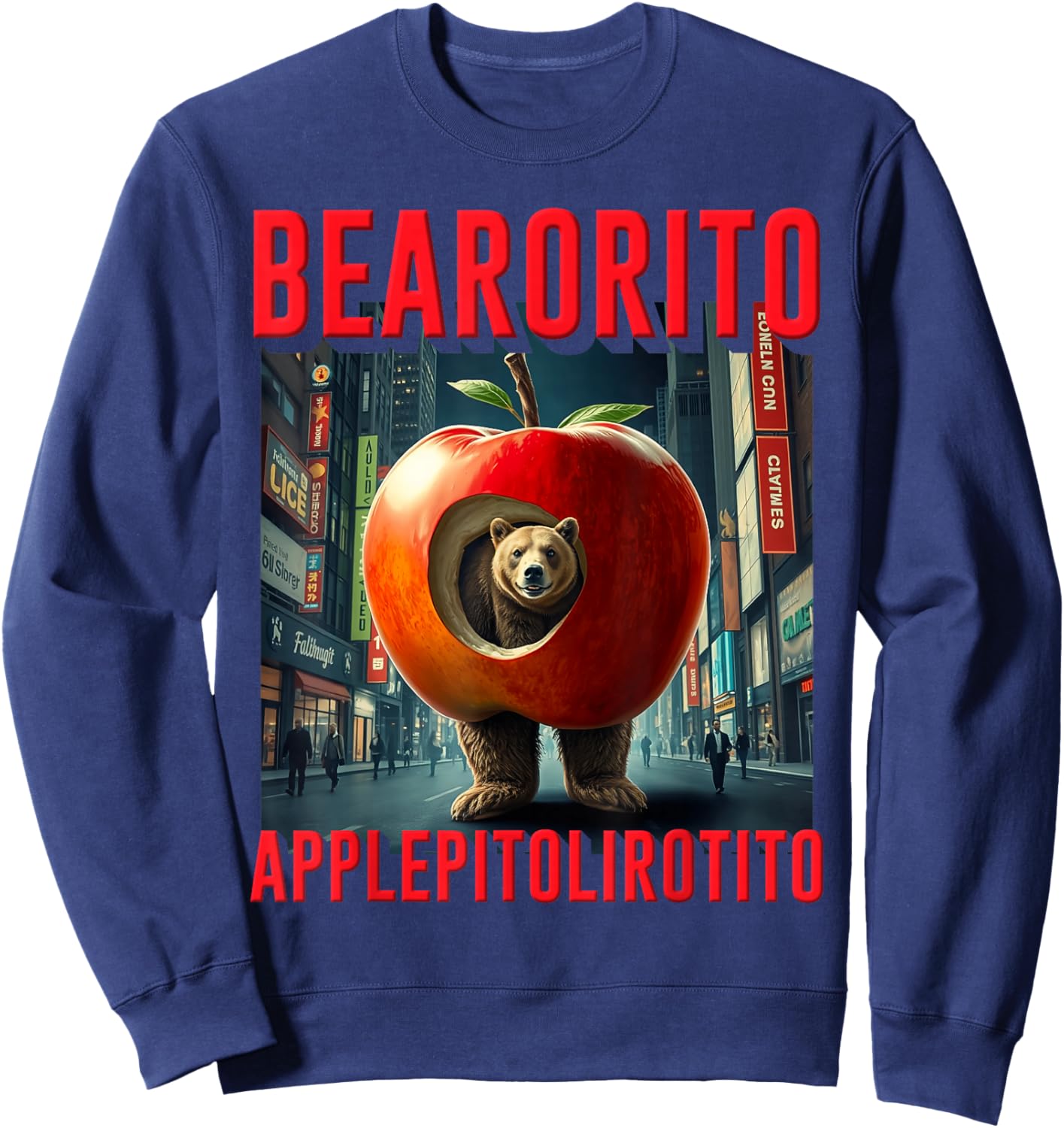 Hilarious Kids Boys Meme AI Game Bearorito Applepitolirotito Sweatshirt - Sweatshirt | Navy