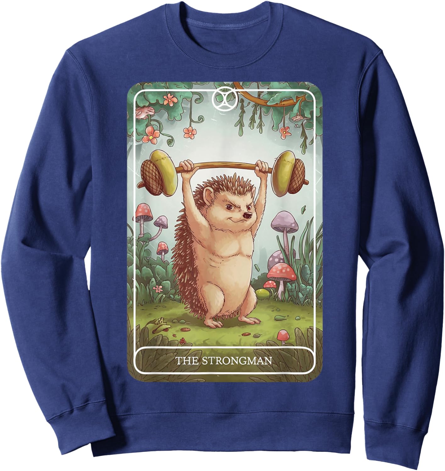 Tarot Card Hedgehog Strongman Lifting Workout Gym Fitness Sweatshirt - Sweatshirt | Navy