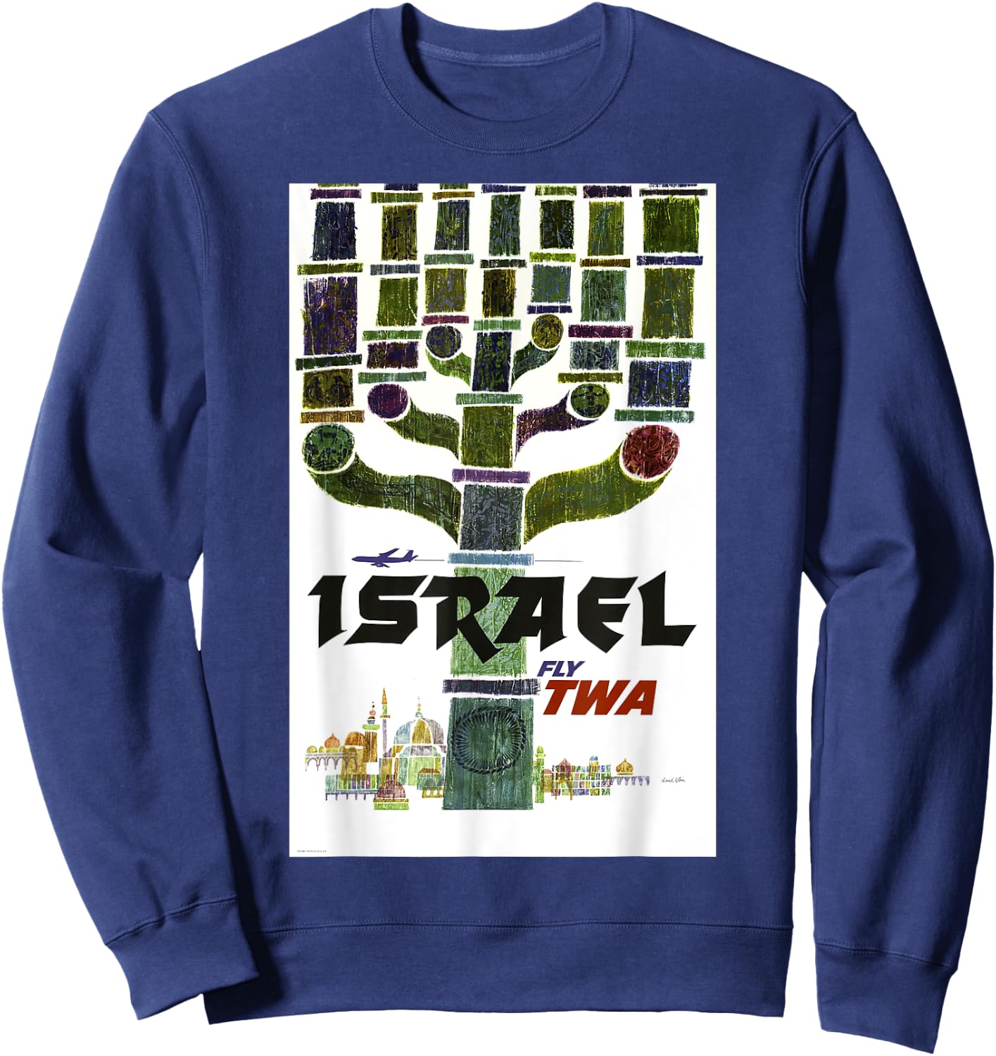 Fly TWA Israel Middle East Retro Vintage Sweatshirt - Sweatshirt | Navy