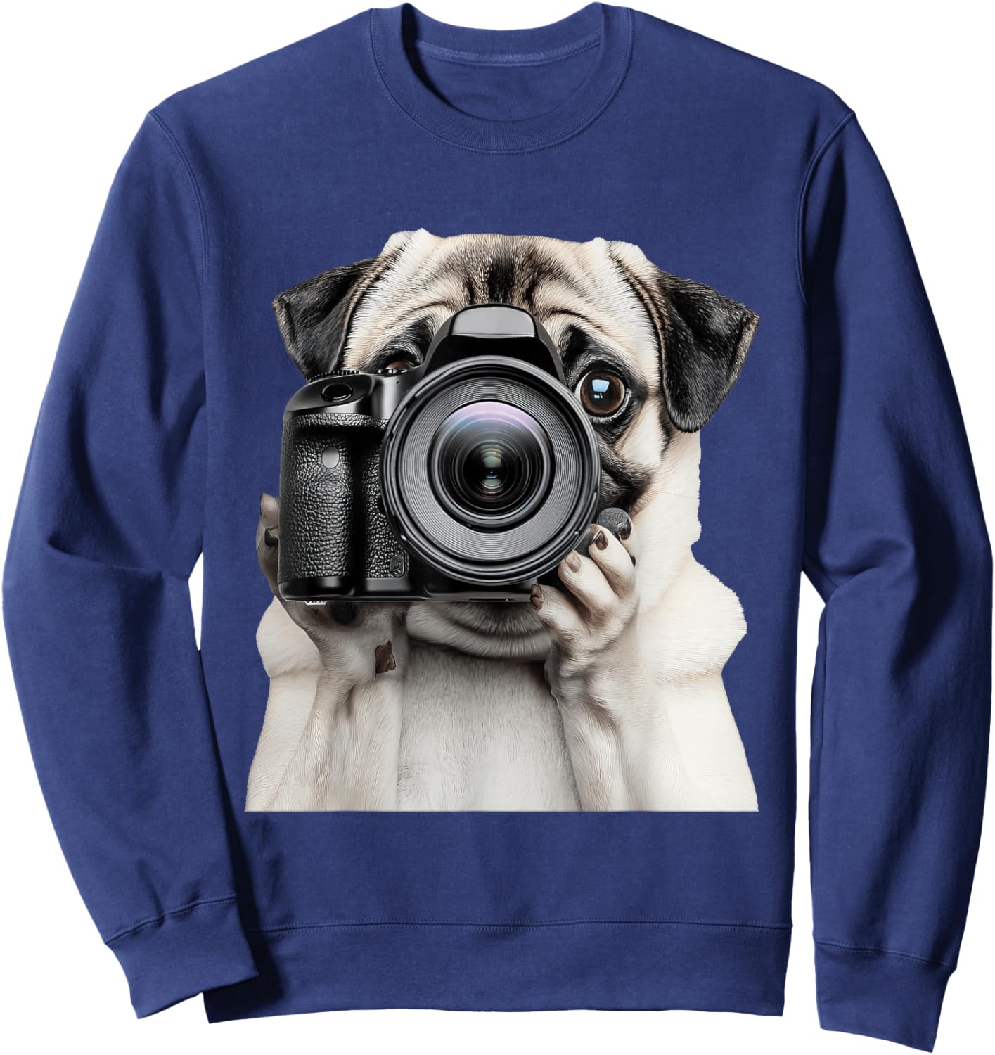Pug Photographer Photography Camera Sweatshirt - Sweatshirt | Navy