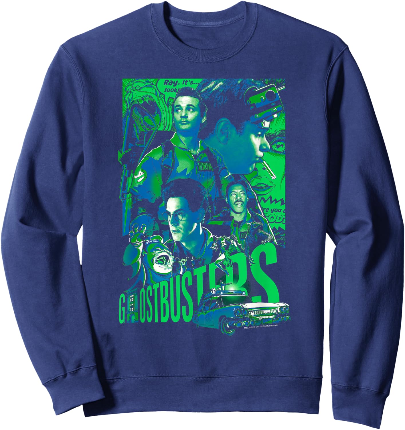 Ghostbusters Joshua Budich Illustrated Poster Retro Movie Sweatshirt - Sweatshirt | Navy