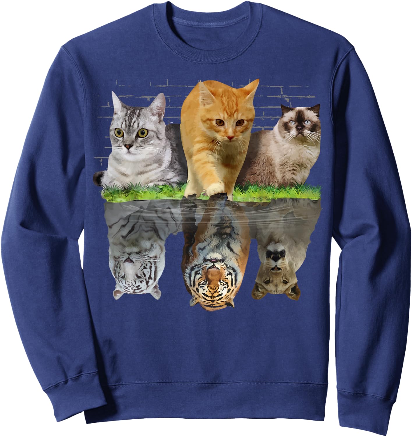 Fun Cat Reflection Gift Design Idea Sweatshirt - Sweatshirt | Navy