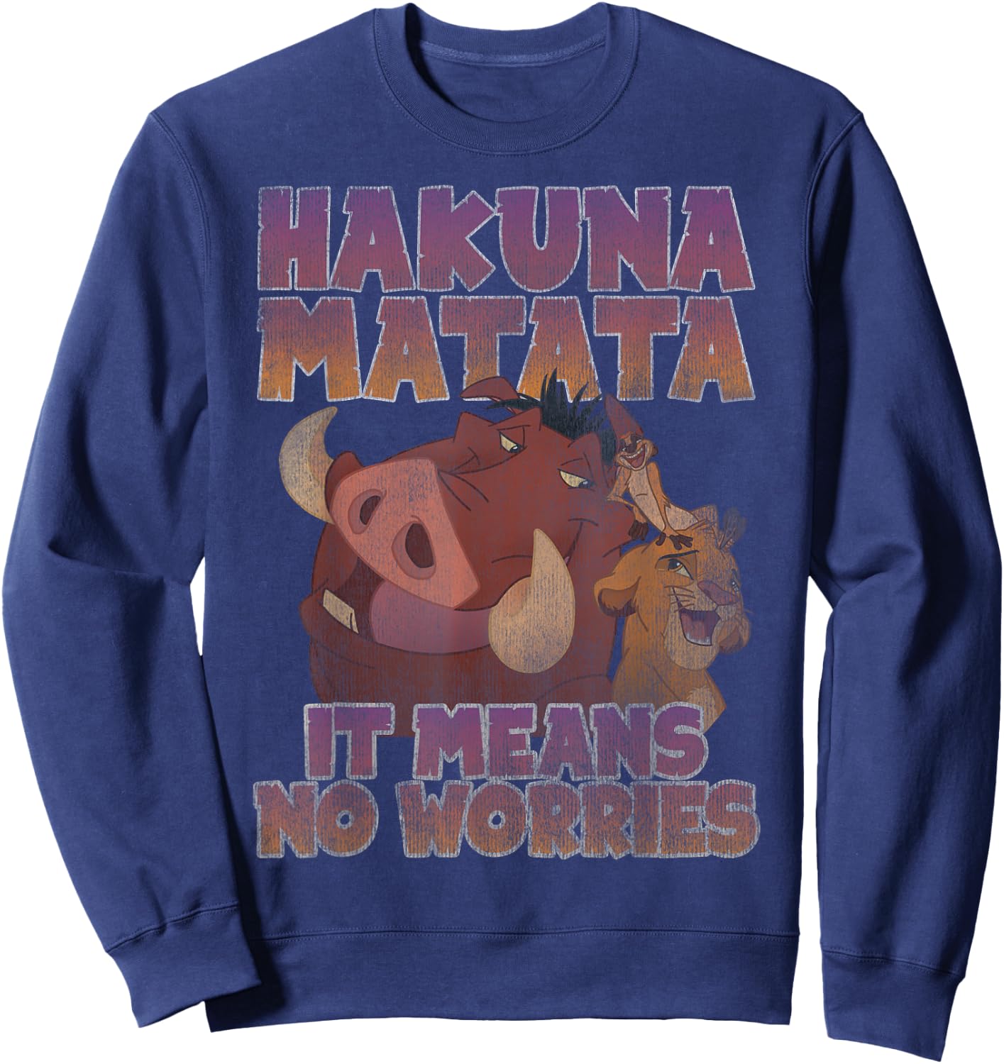 Disney The Lion King Hakuna Matata Distressed Group Shot Sweatshirt - Sweatshirt | Navy