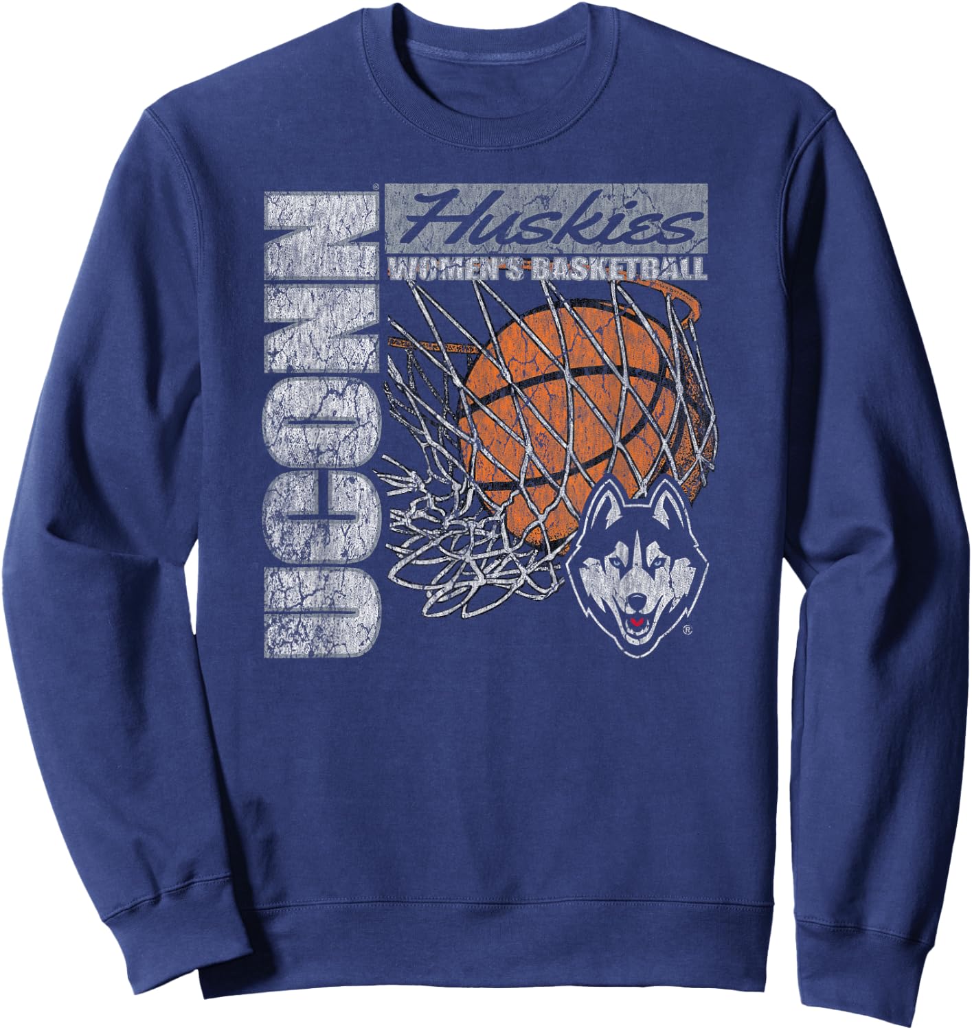 Connecticut Huskies Women's Basketball Vintage 90's Navy Sweatshirt - Sweatshirt | Navy