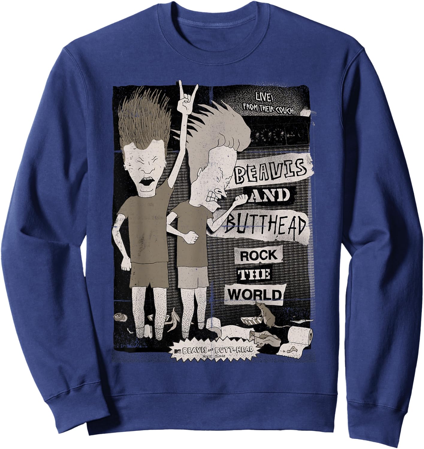 Beavis and Butt-Head Rock The World Dark Sweatshirt - Sweatshirt | Navy