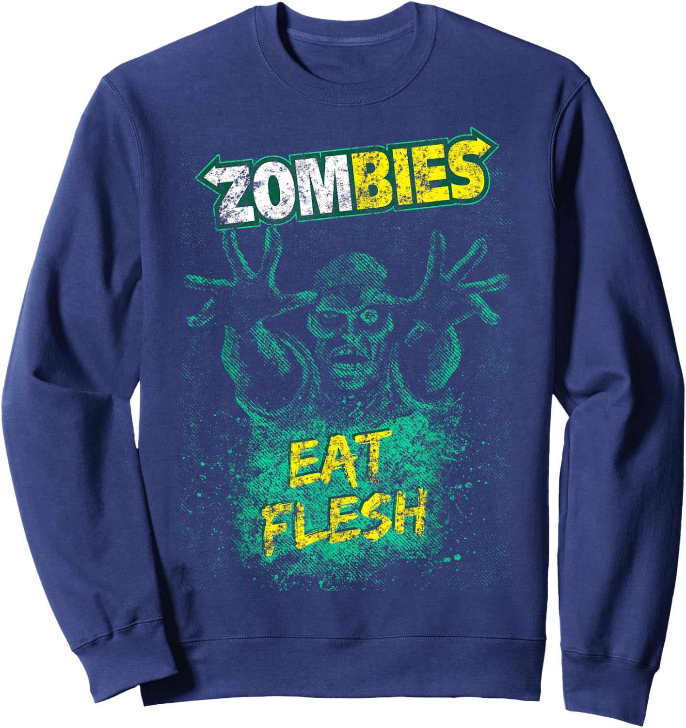 Funny Zombies Eat Flesh , Women & Kids Halloween Sweatshirt - Sweatshirt | Navy