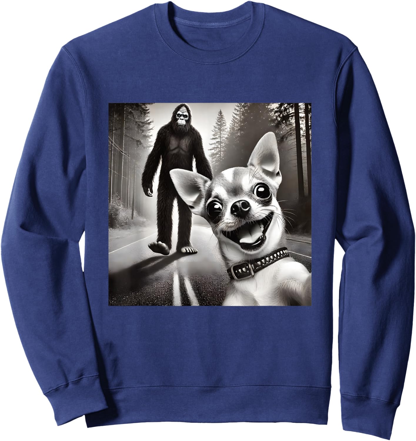 Chihuahua Selfie with Sasquatch Forest Sweatshirt - Sweatshirt | Navy