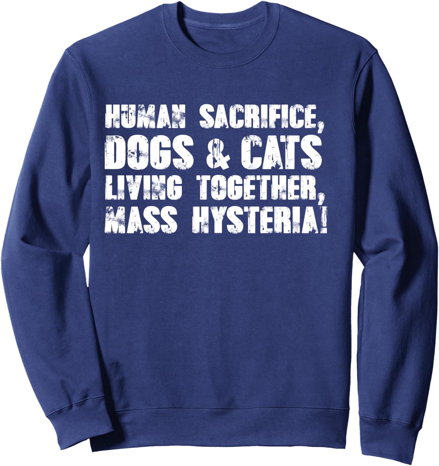 Human Sacrifice, Dogs & Cats Living Together, Mass Hysteria Sweatshirt - Sweatshirt | Navy