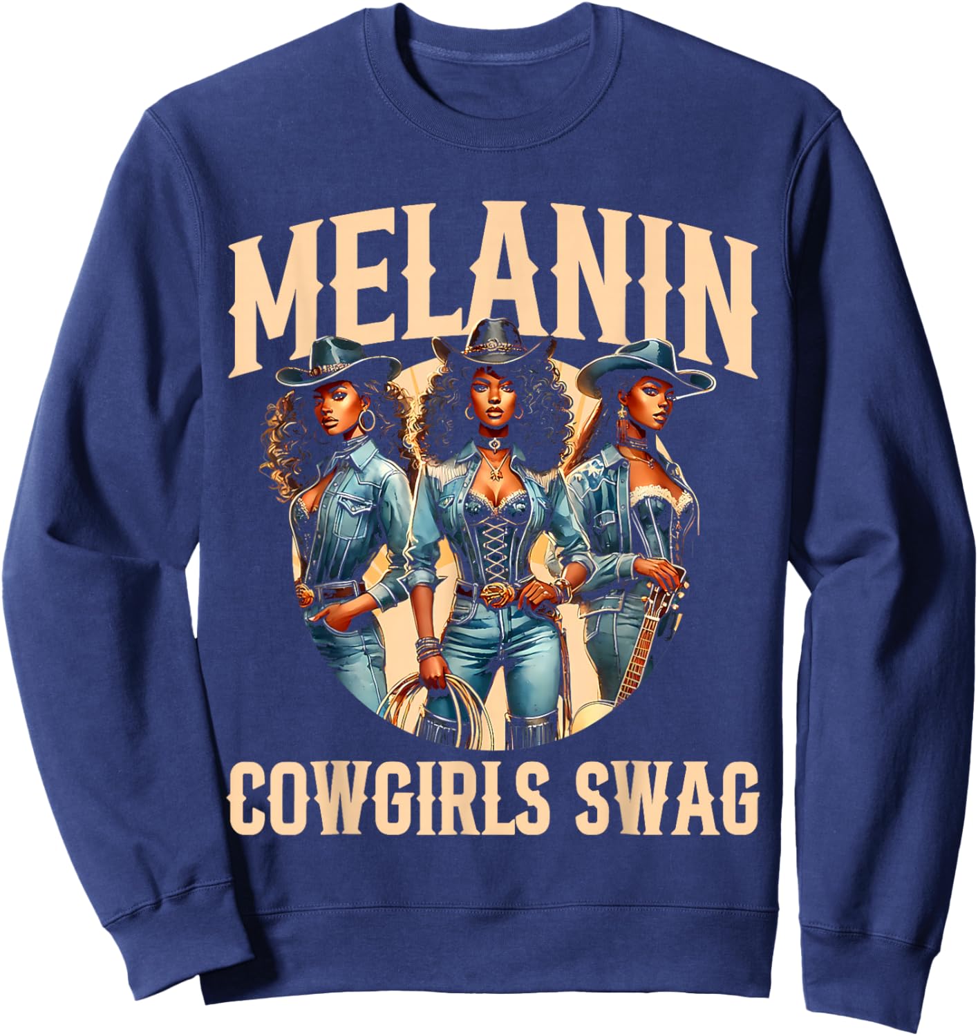 Cowgirl African Melanin Cow Girl Outfit Sweatshirt - Sweatshirt | Navy