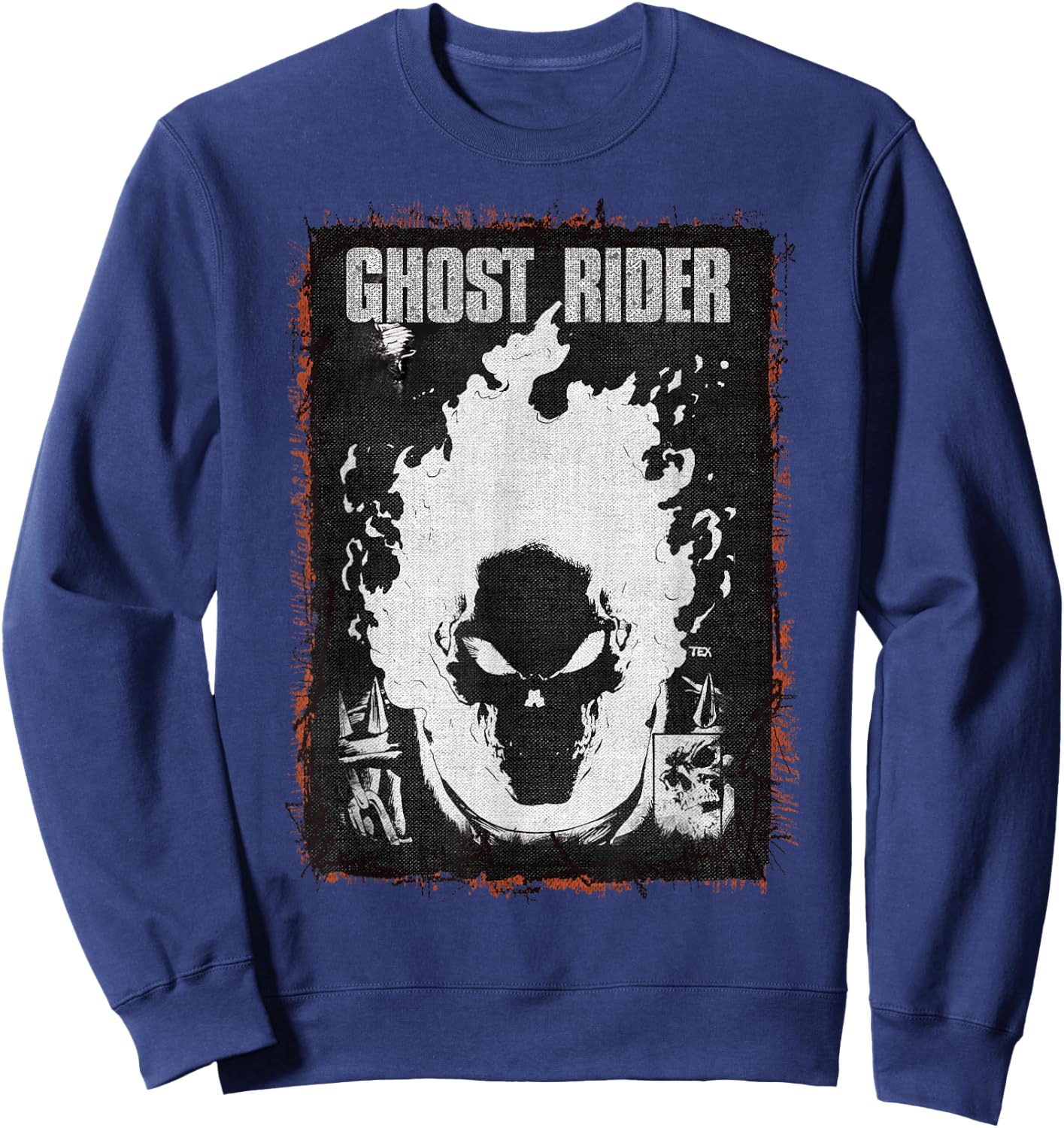 Marvel Ghost Rider Dark Distressed Poster Sweatshirt - Sweatshirt | Navy