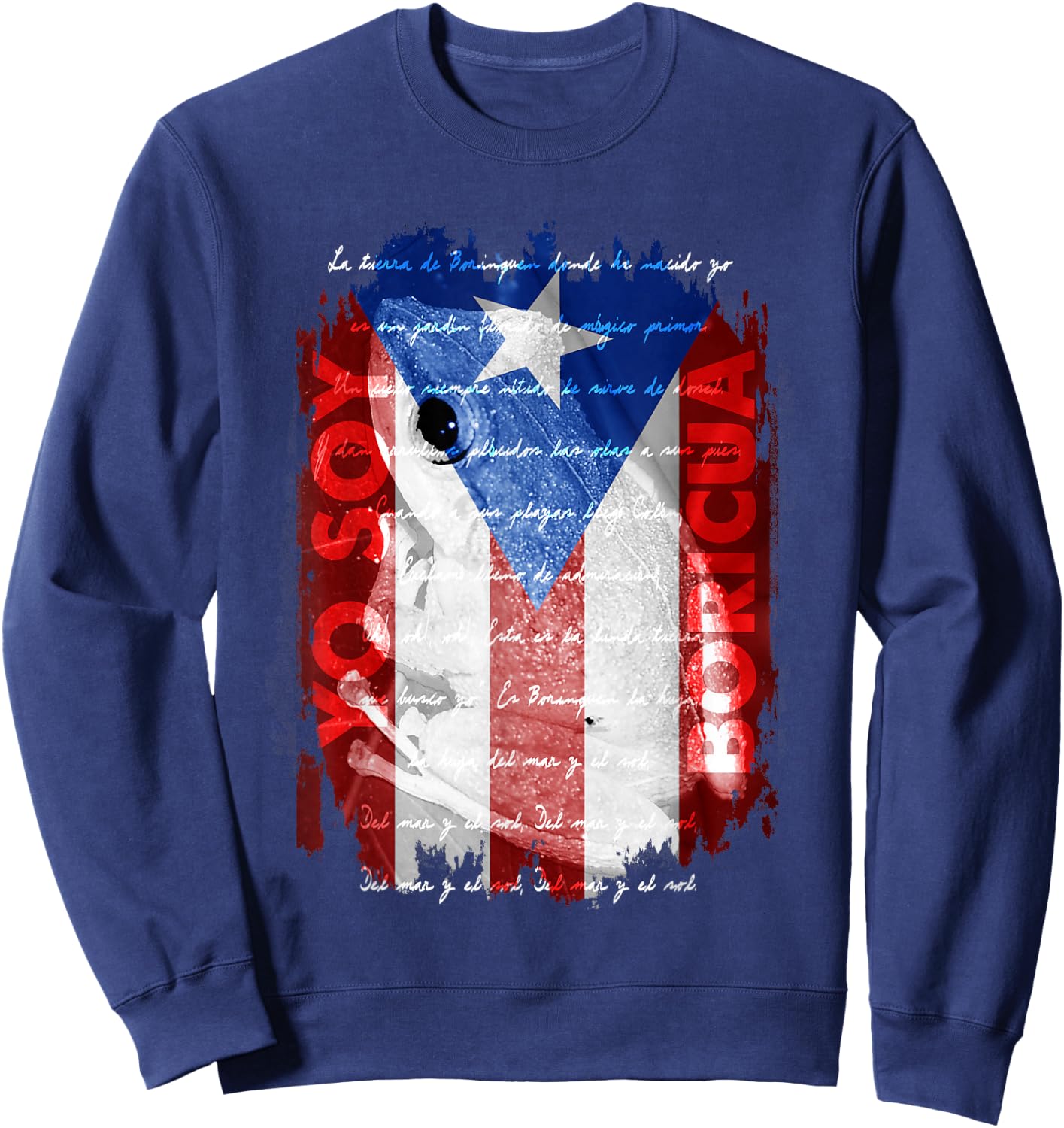Coqui Shirt, Yo Soy Boricua Puerto Rico Flag Wepa Taino Art Sweatshirt - Sweatshirt | Navy