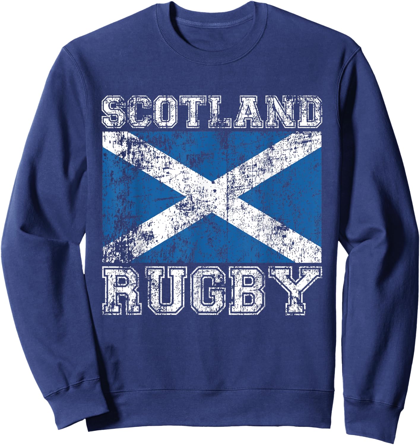 Scotland Rugby - Vintage Style Saltire Scottish Flag Sweatshirt - Sweatshirt | Navy