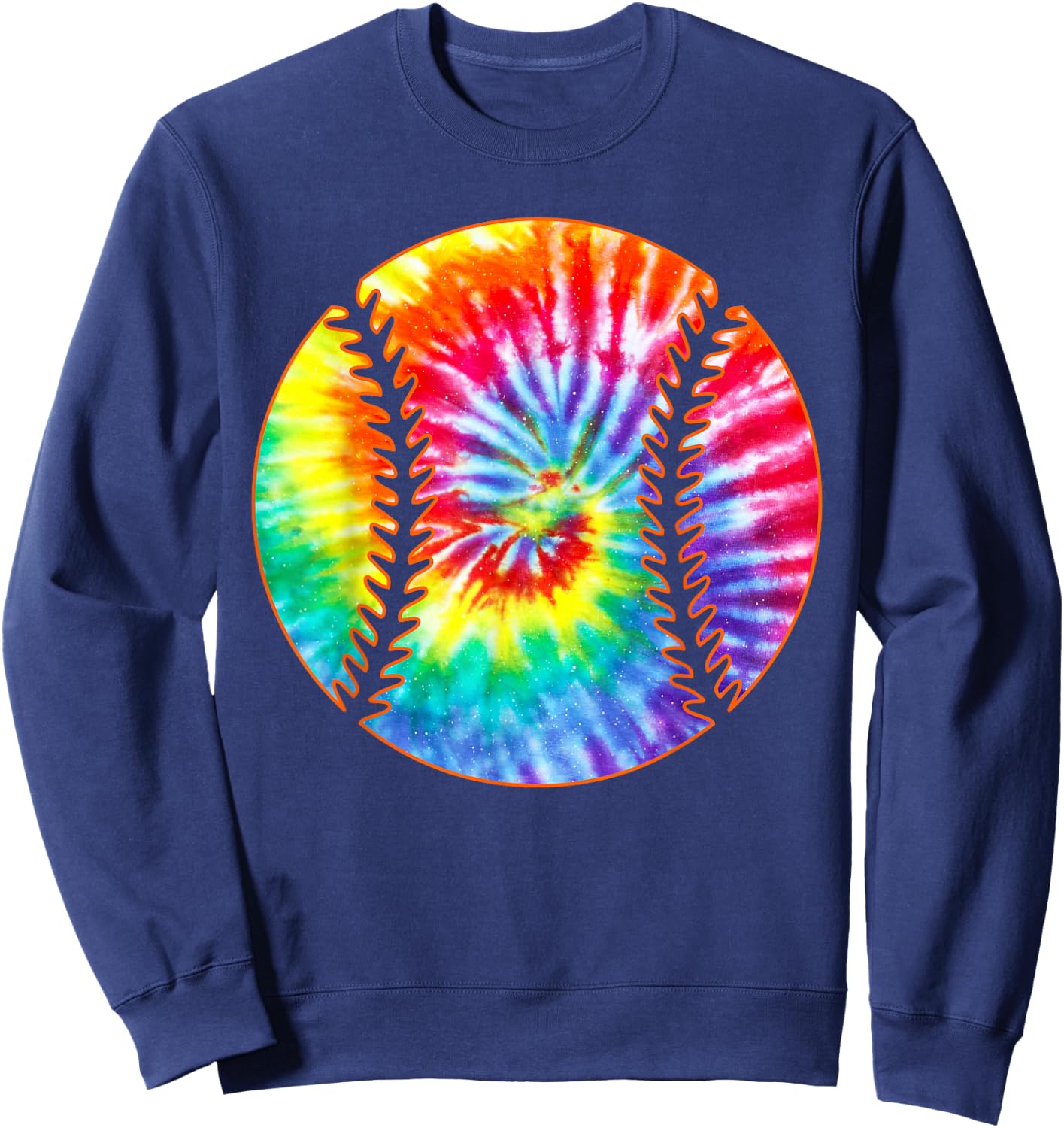 Tie Dye Colorful Baseball Lover Player Cute Tie Dye Baseball Sweatshirt - Sweatshirt | Navy