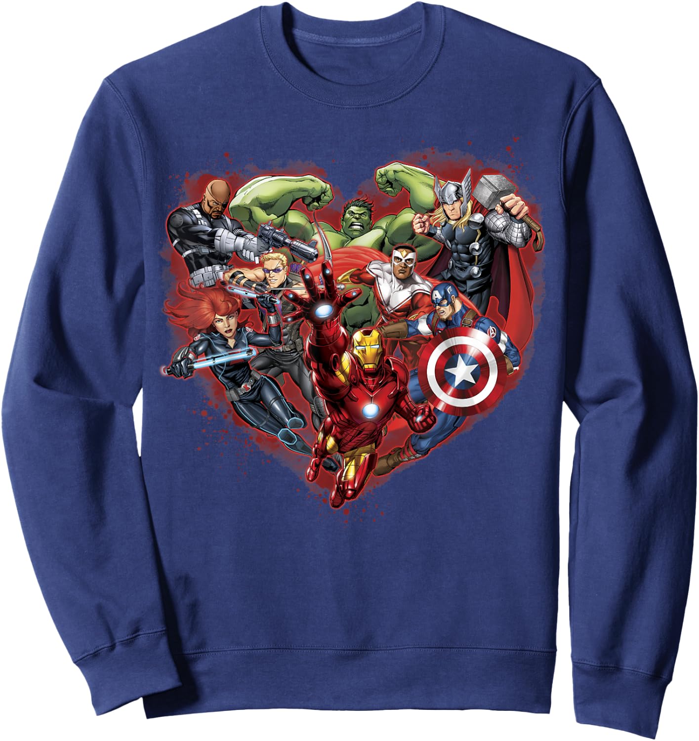 Marvel Avengers Heart Group Shot Valentine Graphic Sweatshirt - Sweatshirt | Navy