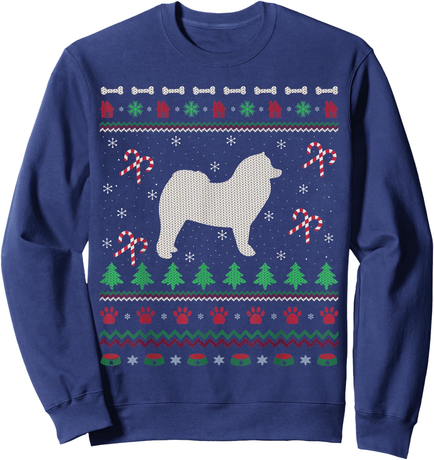 Samoyed Xmas Gift Ugly Samoyed Christmas Sweatshirt - Sweatshirt | Navy