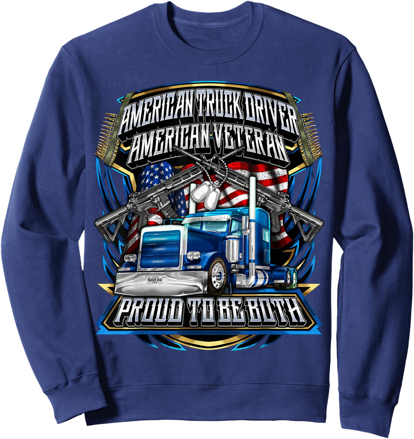 Truck Driver Veteran Trucker Sweatshirt - Sweatshirt | Navy