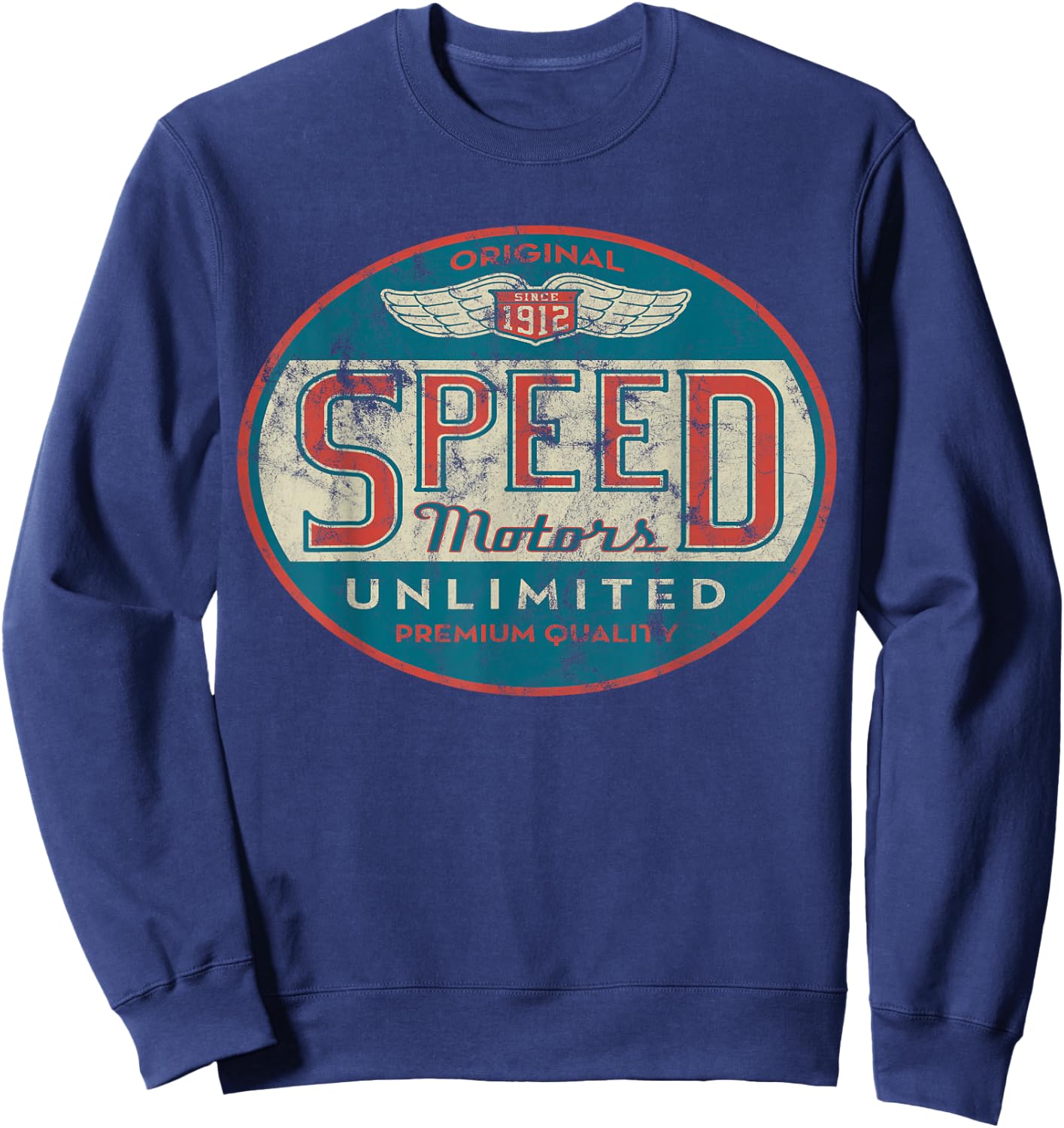 Vintage Speed Motor (Distressed Shirts Women & Men) Sweatshirt - Sweatshirt | Navy